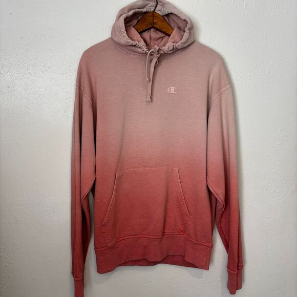 Champion Tops - Champion Ombré Pink Peach Embroidered Logo Sweatshirt Hoodie Large Women's Comfy